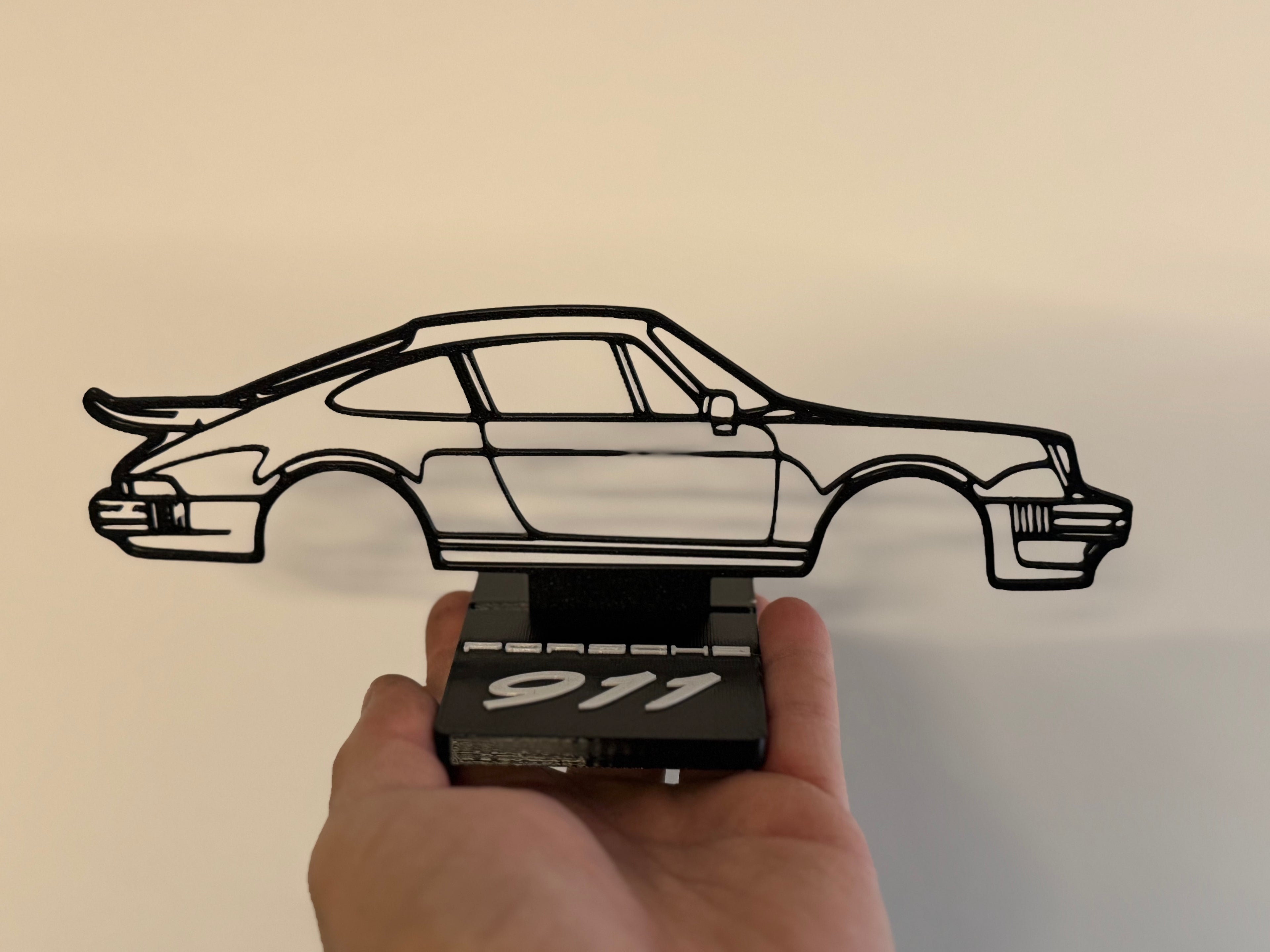 Porsche 911 3d nyomtatott asztaldísz sziluett