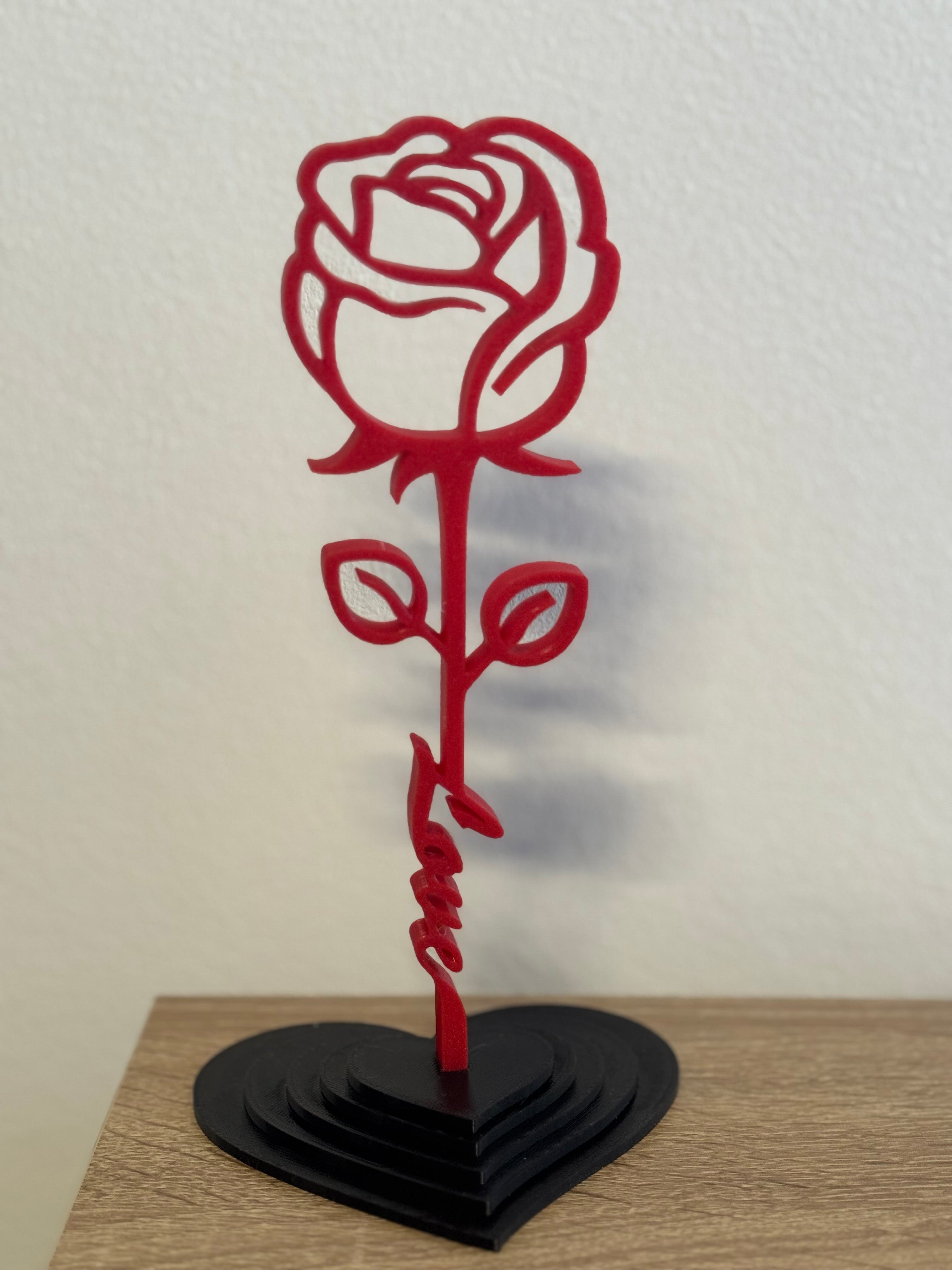 3d nyomtatott rózsa valentin napra , nőnapra, anyáknapjára